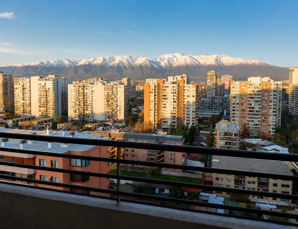 Vista de la cordillera nevada y la ciudad desde el Departamento San Miguel
